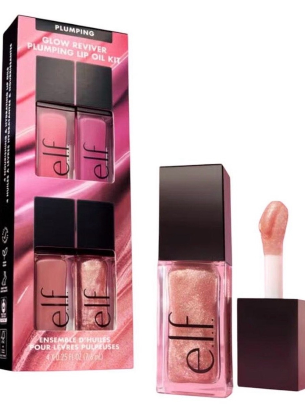 E.L.F. Glow Reviver Plumping Lip Oil Kit — in Four Shades